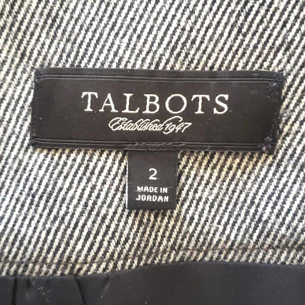 TALBOTS Black Ivory Tweed Wool Skirt Cascading Ruffle Pencil Skirt Workwear - Picture 10 of 11